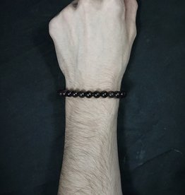 Elastic Bracelet 8mm Round Beads - Garnet