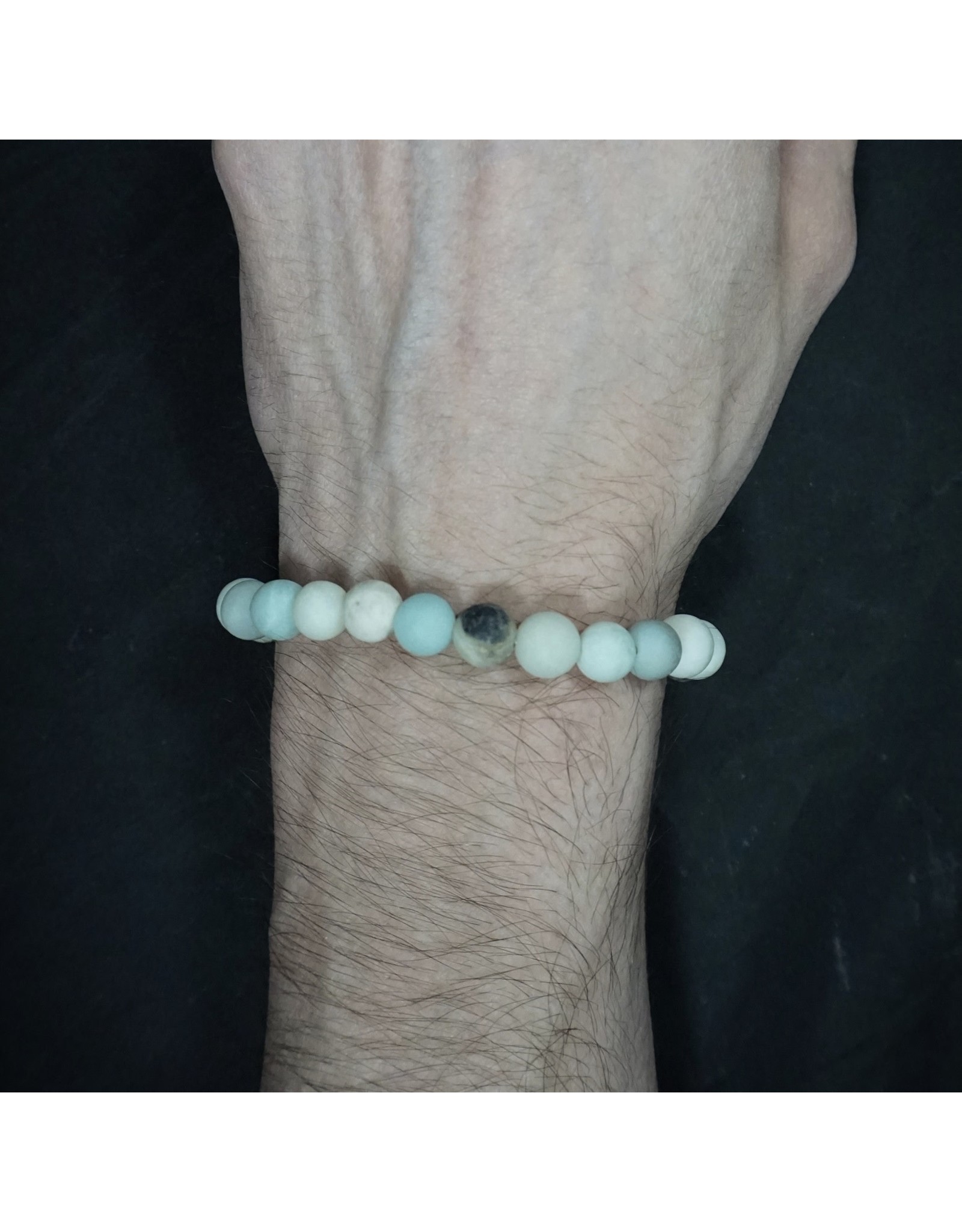 Elastic Bracelet 8mm Round Beads - Mixed Amazonite