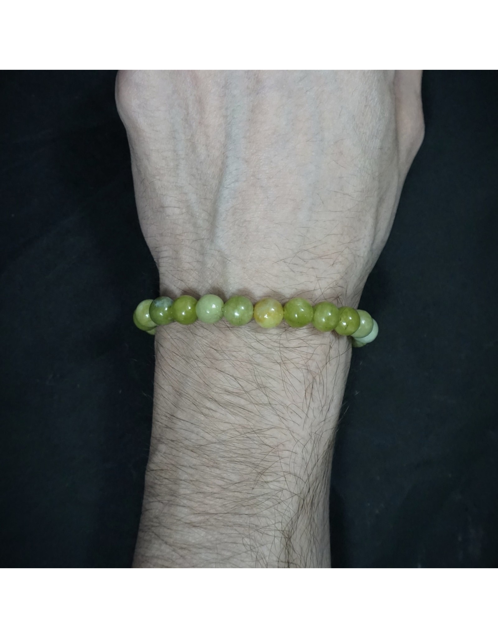Elastic Bracelet 8mm Round Beads â€“ Serpentine Jasper