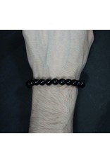 Elastic Bracelet 8mm Round Beads - Black Agate