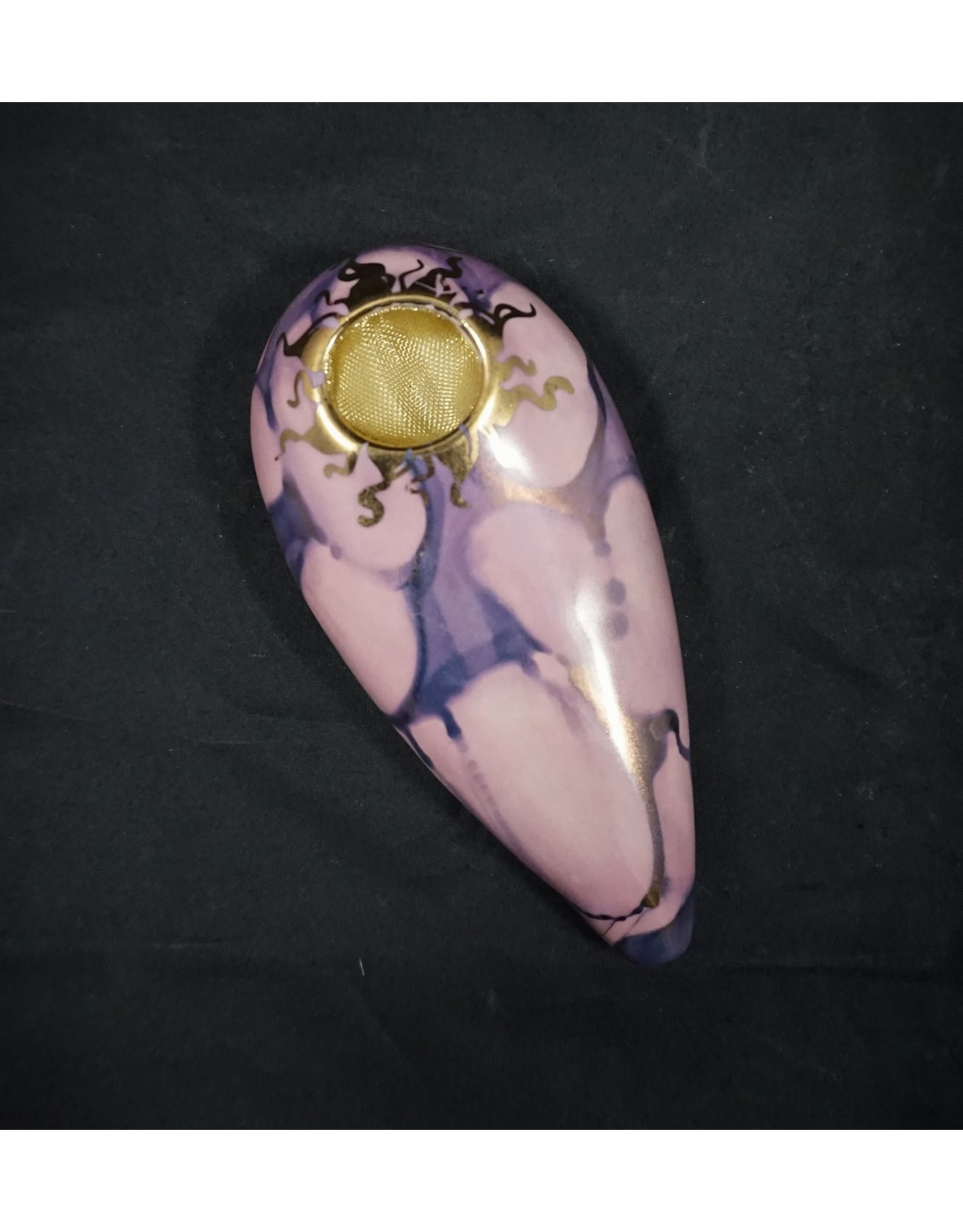 Ceramic Oval Handpipe - Pink and Purple