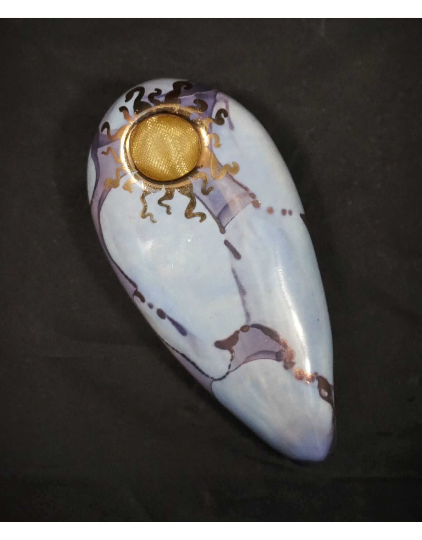 Ceramic Oval Handpipe - Baby Blue