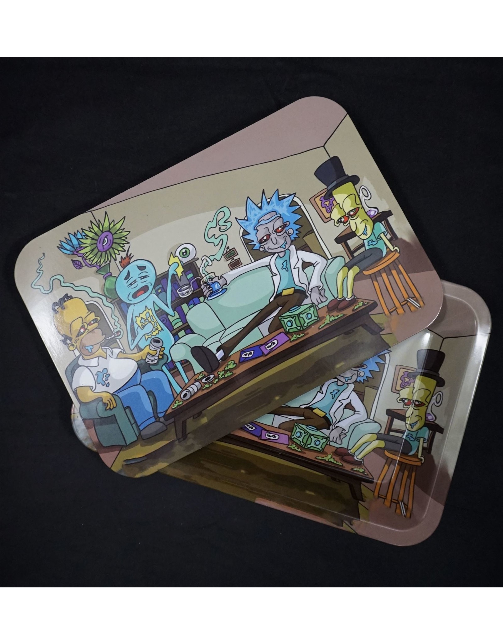 Rick & Morty Couch Party Small Metal Rolling Tray w/ Magnetic Lid -  Slightly Burnt Out