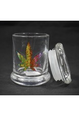 Small Glass Jar - Colored Leaf