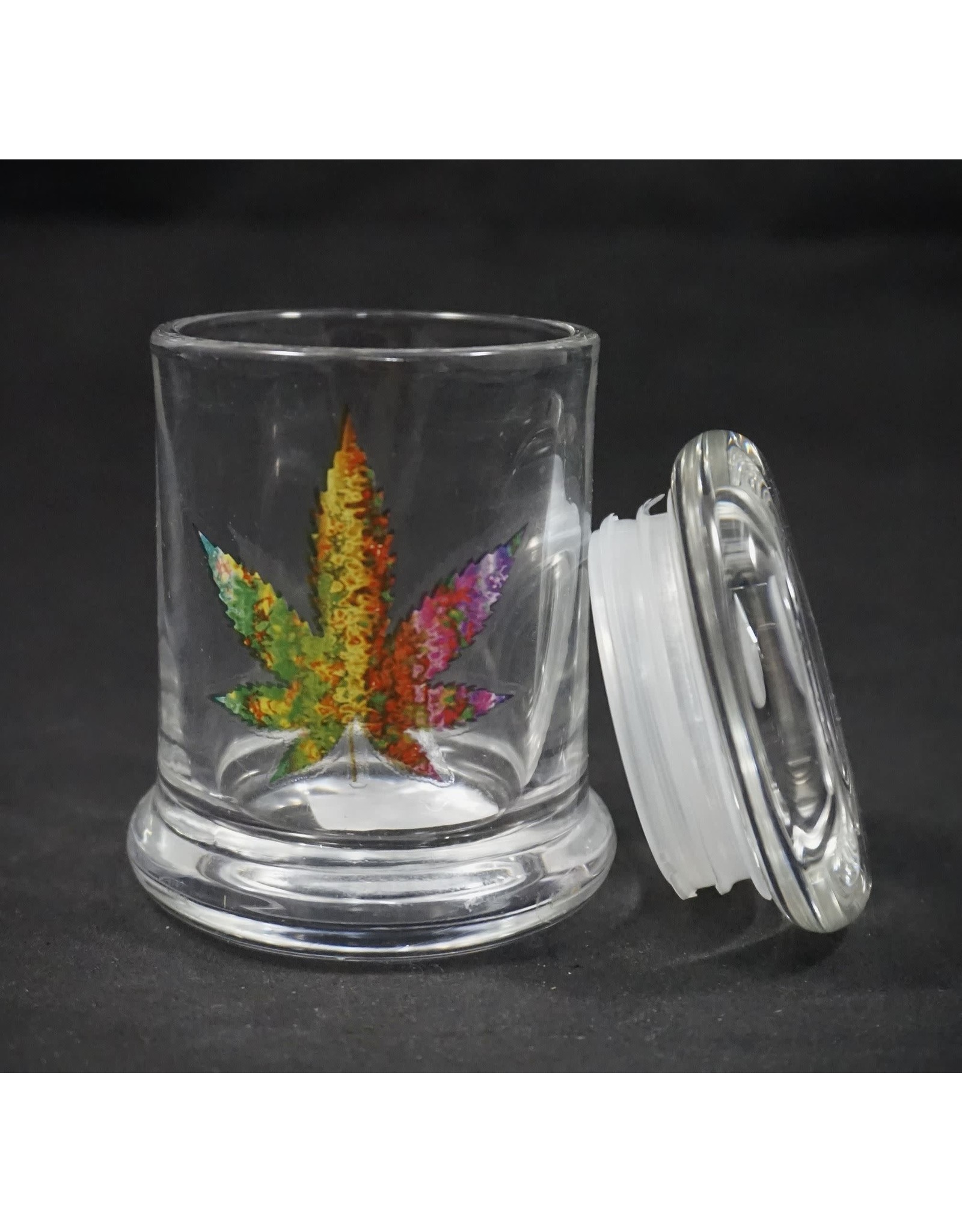 Small Glass Jar - Colored Leaf