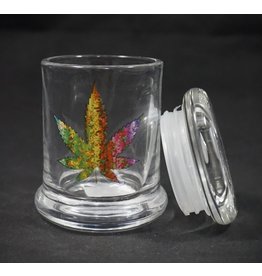 Small Glass Jar - Colored Leaf