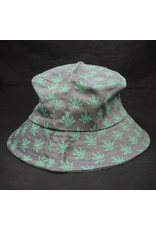 Bucket Hat Grey w/ Small Green Leaves