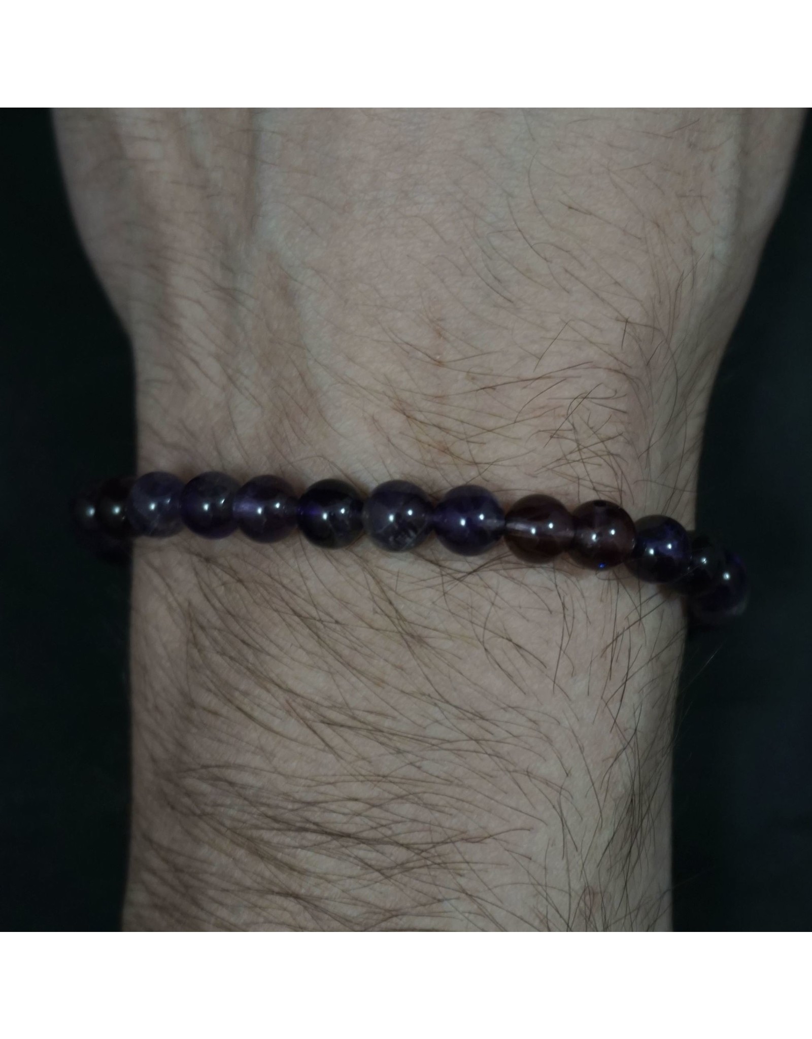 Elastic Bracelet 6mm Round Beads - Amethyst