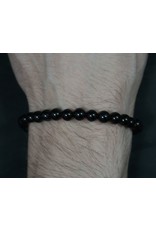 Elastic Bracelet 6mm Round Beads - Black Agate