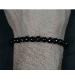 Elastic Bracelet 6mm Round Beads - Black Agate