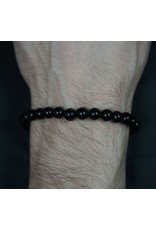 Elastic Bracelet 6mm Round Beads - Black Obsidian