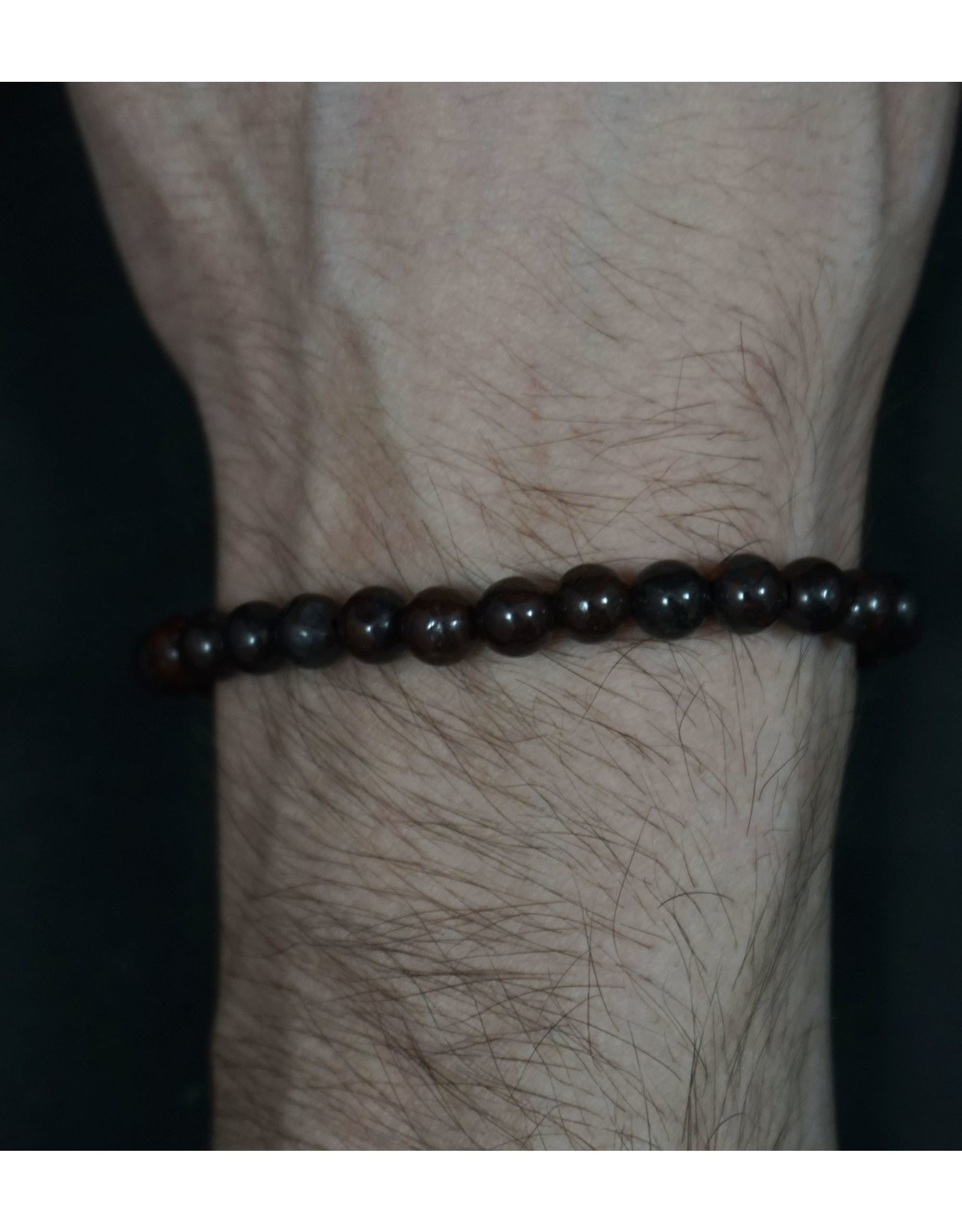 Elastic Bracelet 6mm Round Beads - Blood Stone