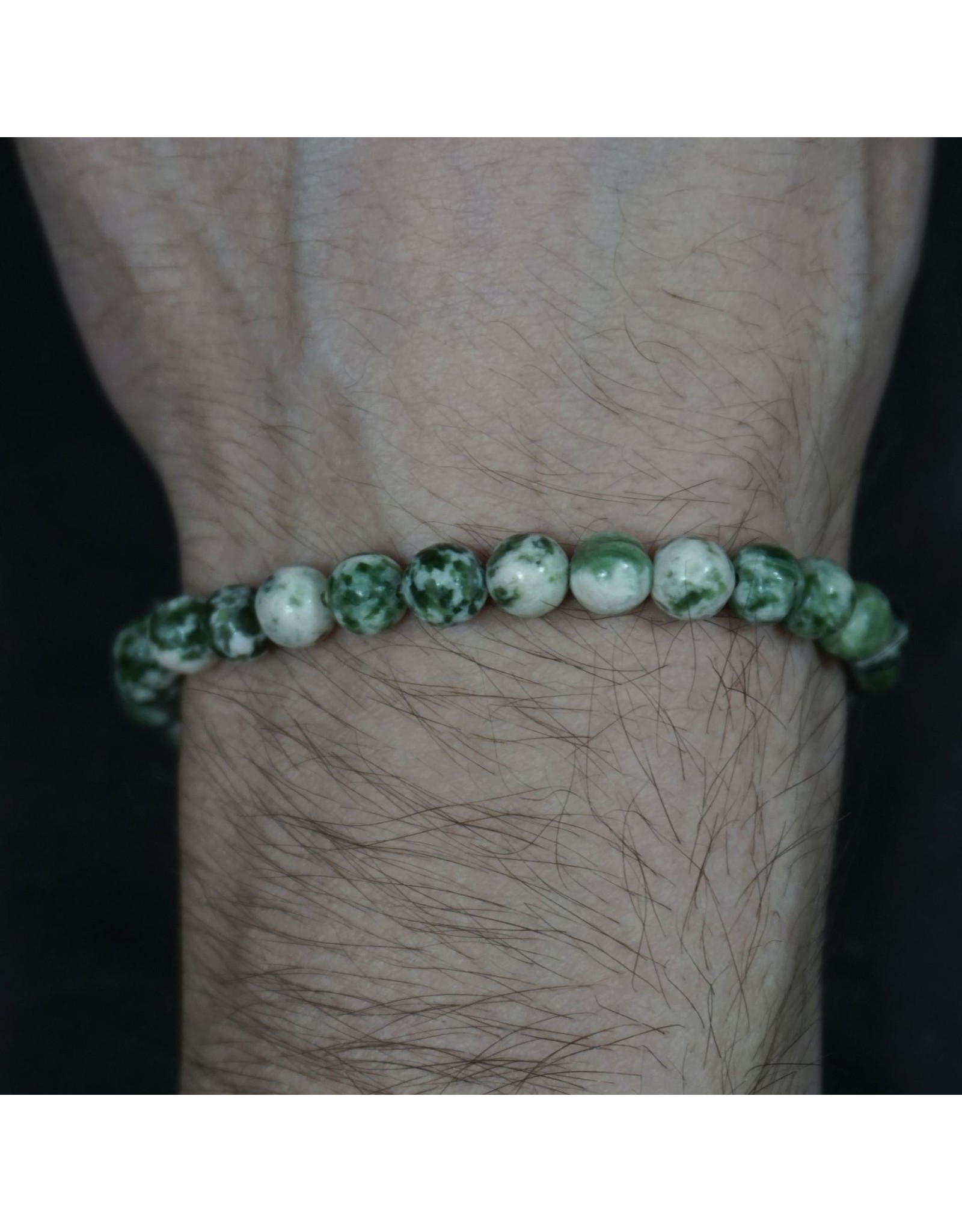 Elastic Bracelet 6mm Round Beads - Snake Dragon Jade