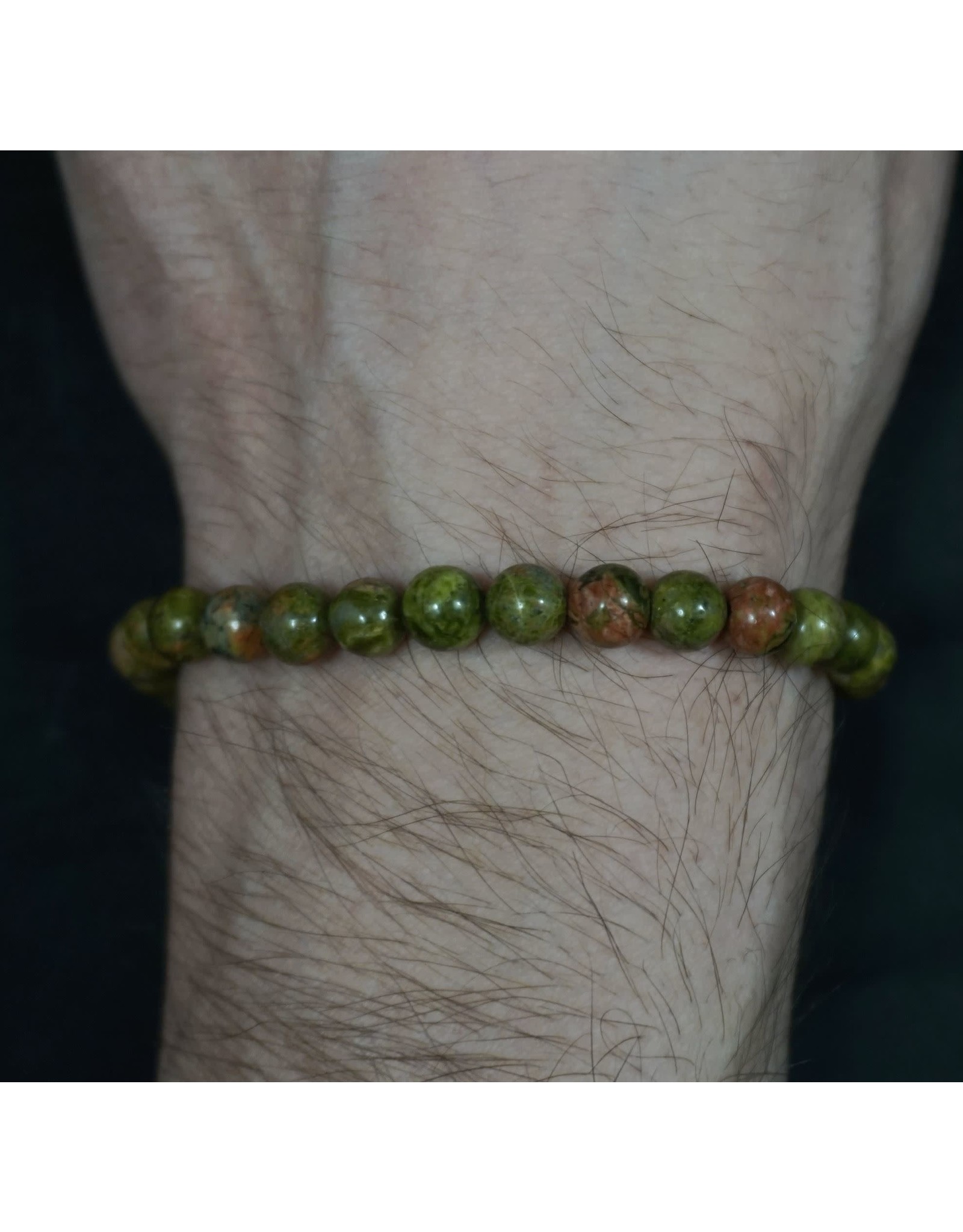 Elastic Bracelet 6mm Round Beads - Unakite