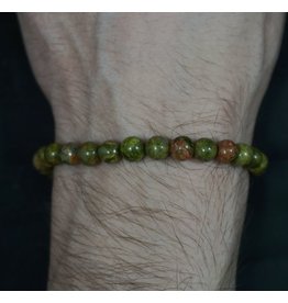 Elastic Bracelet 6mm Round Beads - Unakite