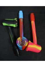 Silicone Slim Stem Hand Pipe w/ Glass Bowl - Assorted Colors