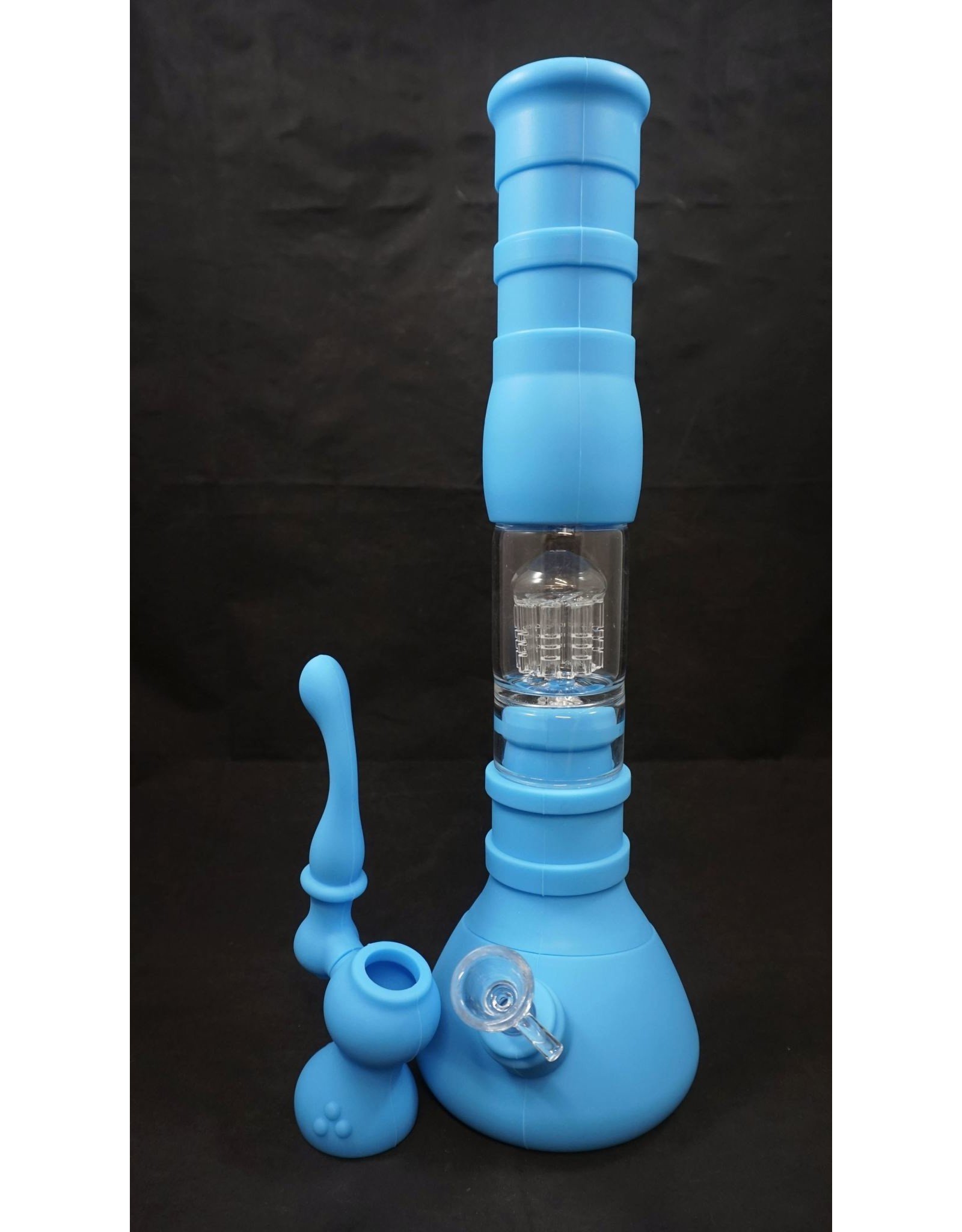 3 Stage Silicone Waterpipe w/ Ashcatcher 14"