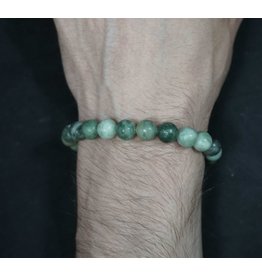 Elastic Bracelet 8mm Round Beads - Green Jade
