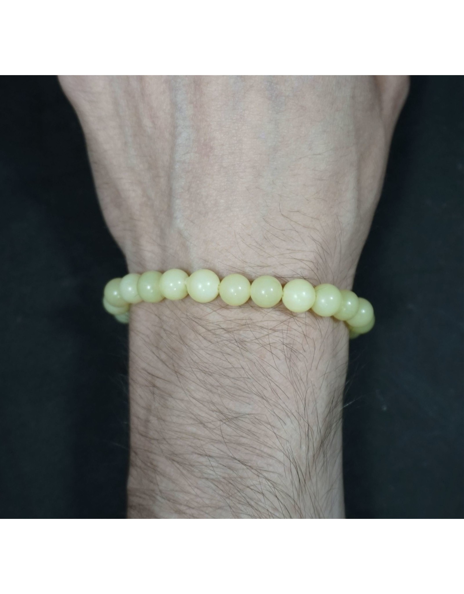 Elastic Bracelet 8mm Round Beads - Butter Jade