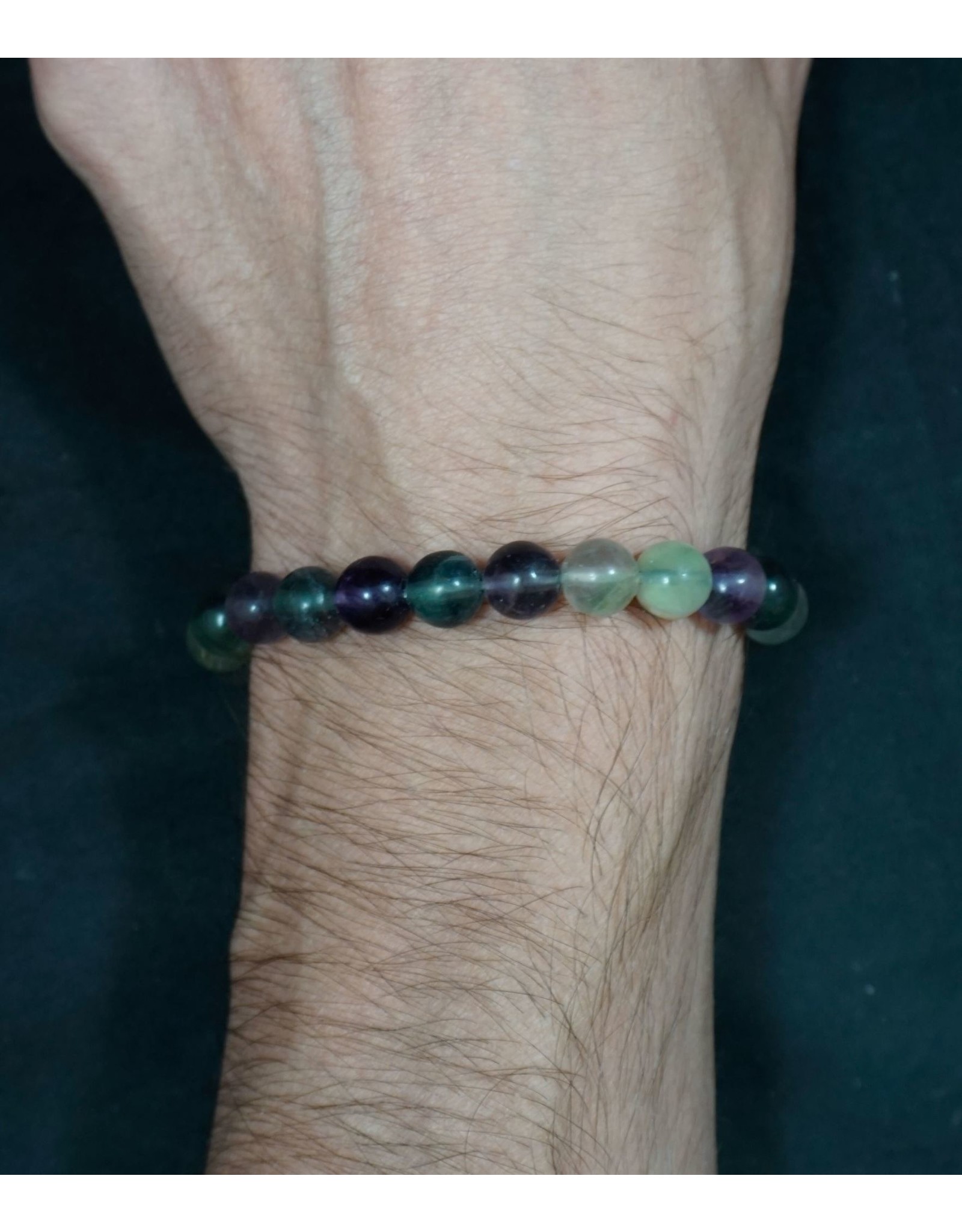 Elastic Bracelet 8mm Round Beads - Green Agate