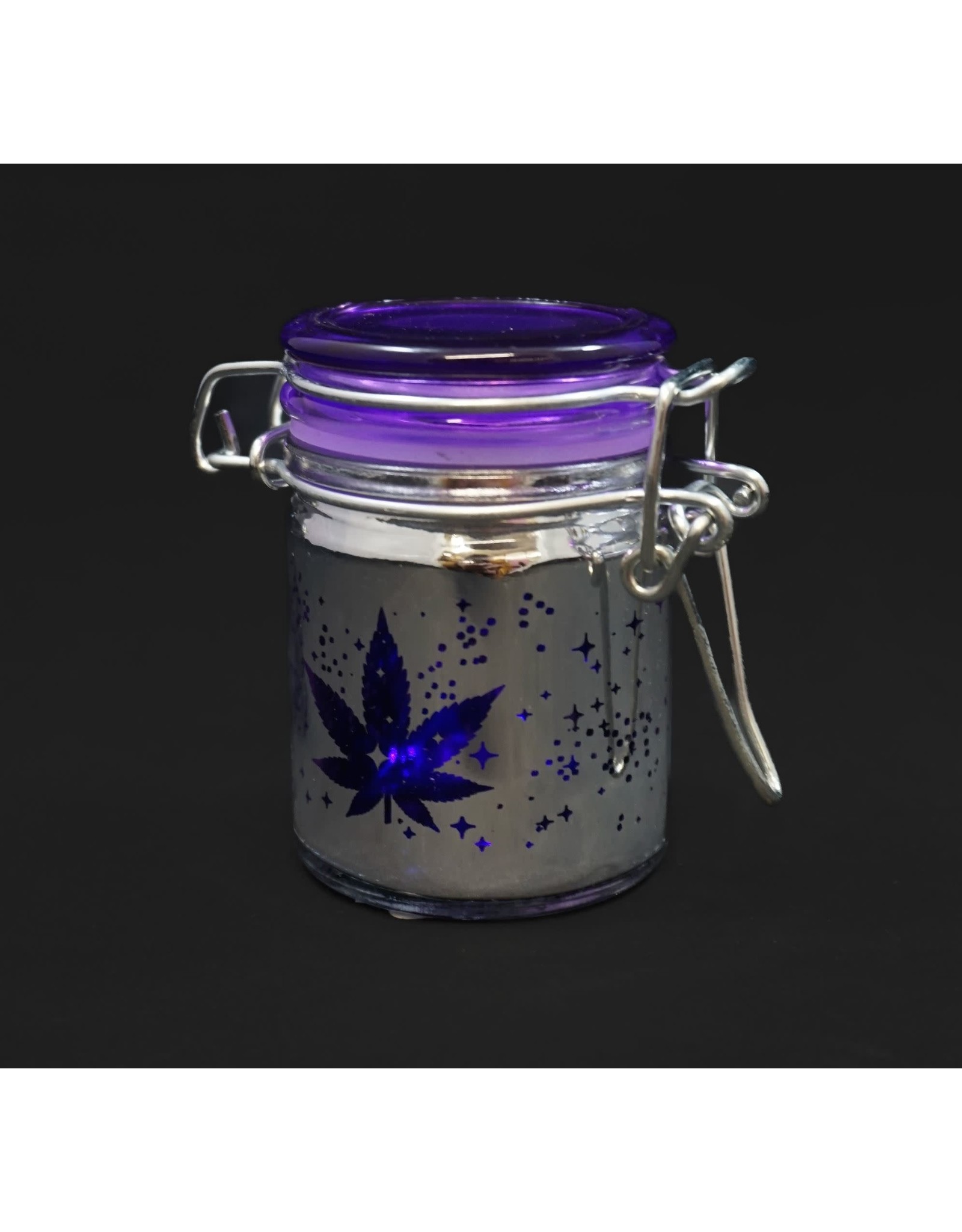 Hemp Leaf Galaxy Airtight 1.5oz Glass Stash Jar
