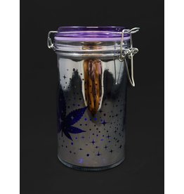 Hemp Leaf Galaxy Airtight 16oz Glass Stash Jar
