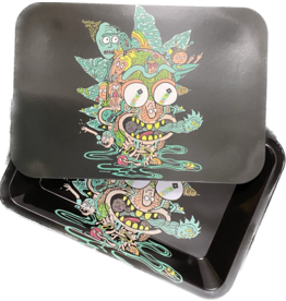 Rick & Morty All Over Head Small Metal Rolling Tray w/ Lid