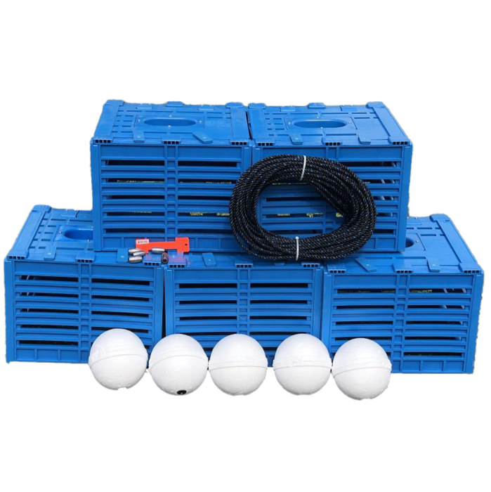 Joy Fish Stone Crab Trap 5 Set Kit Plastic Blue