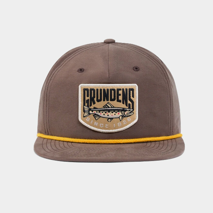 Grundens Trout Patch Rope Trucker Hat Brown