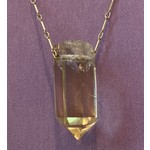 Citrine Amulet gold chain, heart clasp