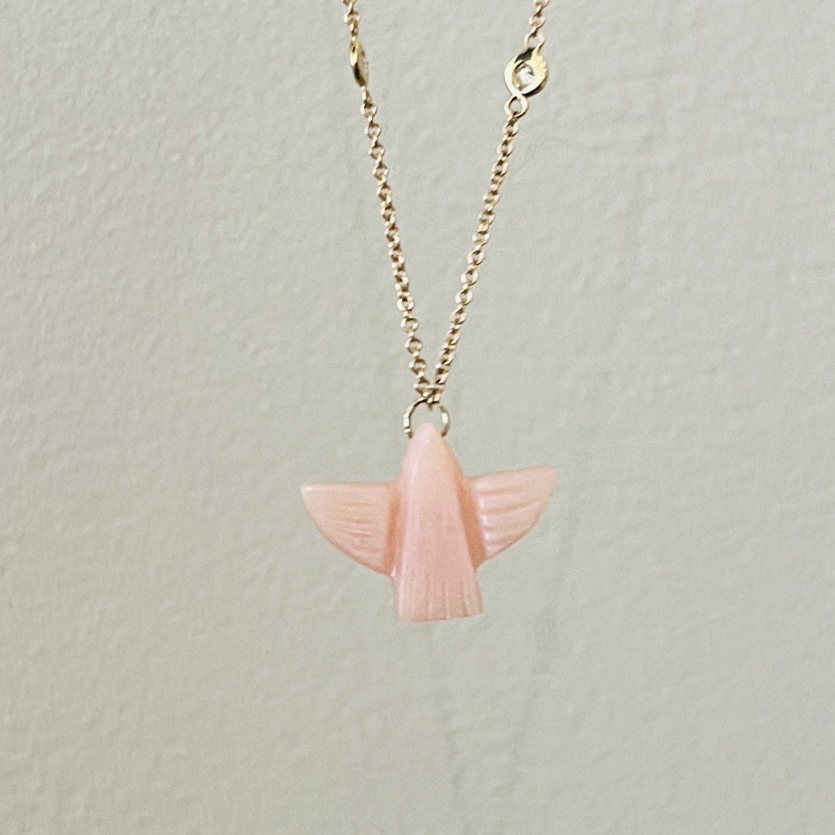 Baby Pink Opal Thunderbird 14K Necklace JA