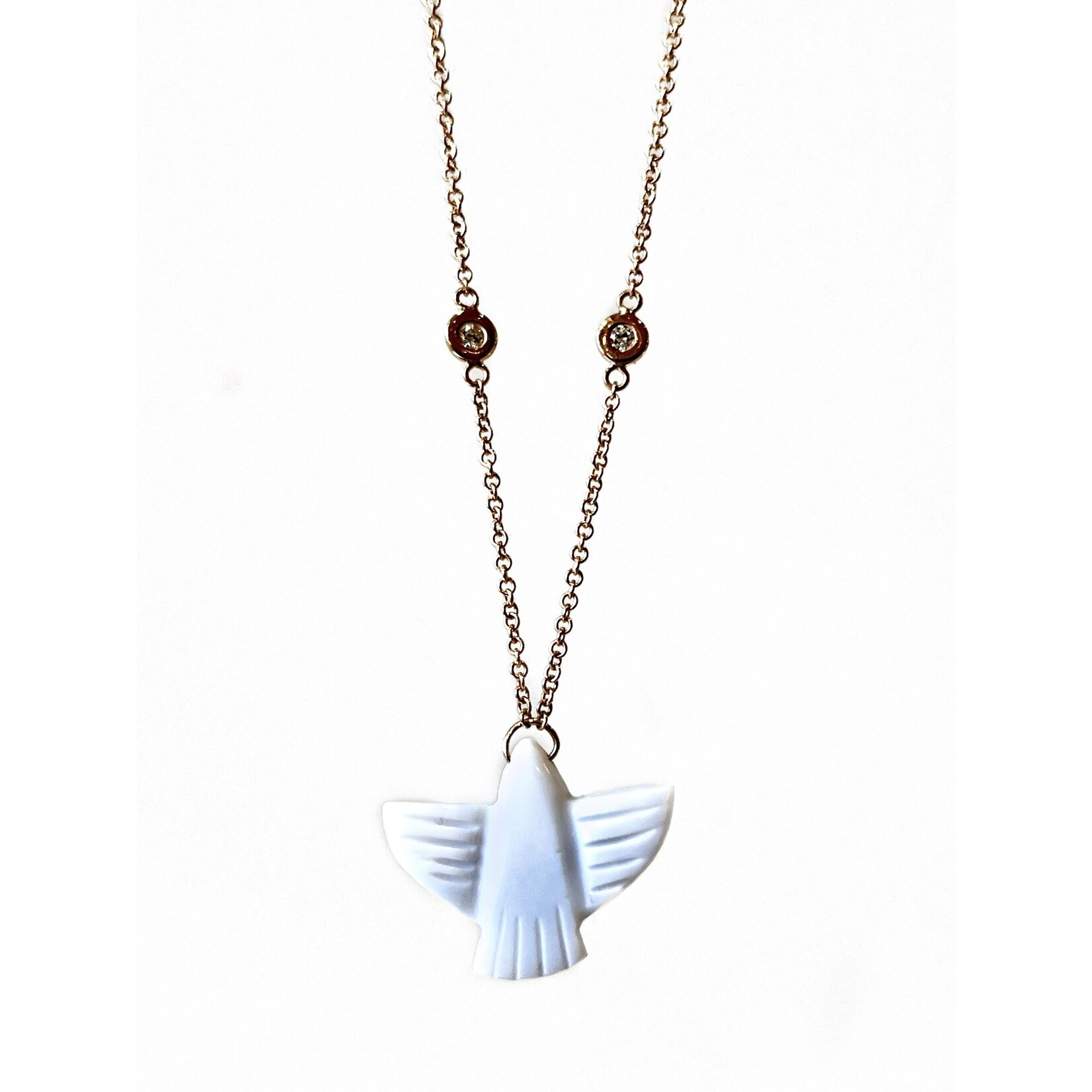 Baby Blue Opal Thunderbird 14K Necklace JA