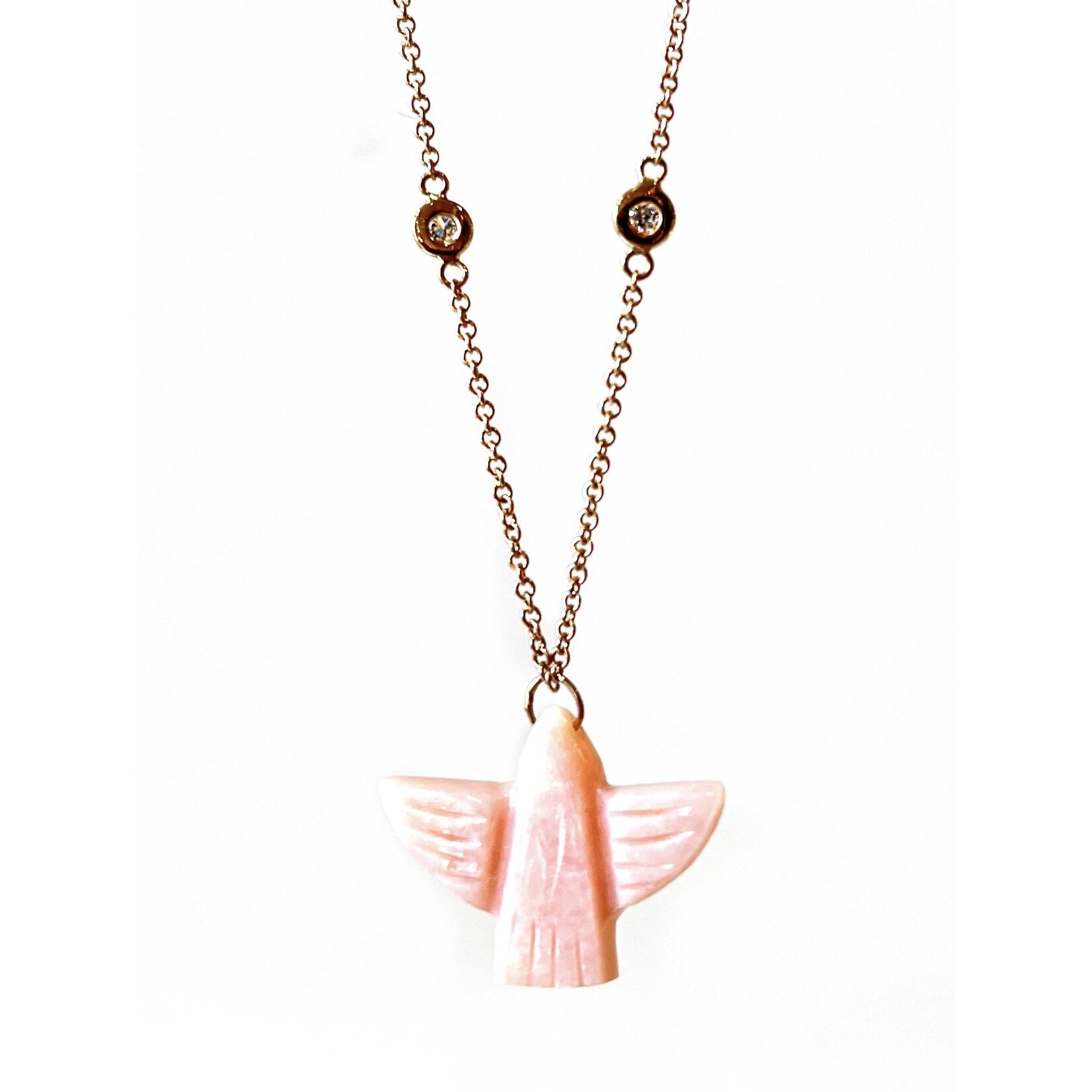 Baby Pink Opal Thunderbird 14K Necklace JA