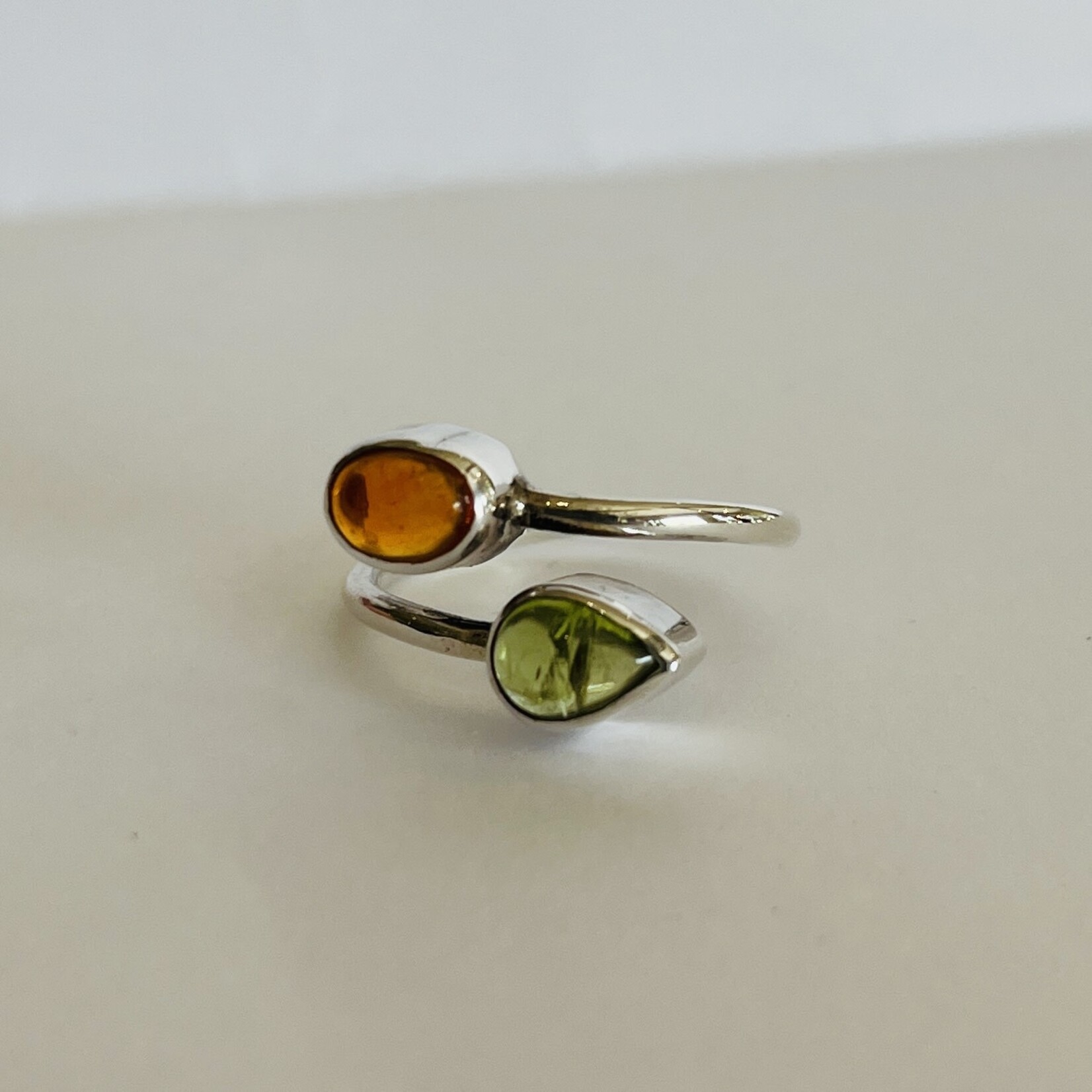 Fire Opal and Peridot Ring