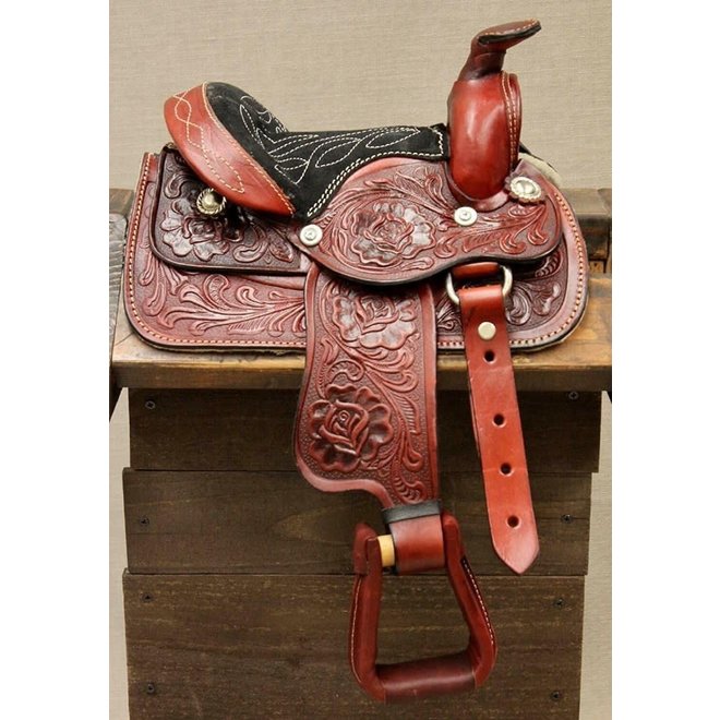 8" Toddler Infant New Born Size Red Toddler Mini Horse saddle