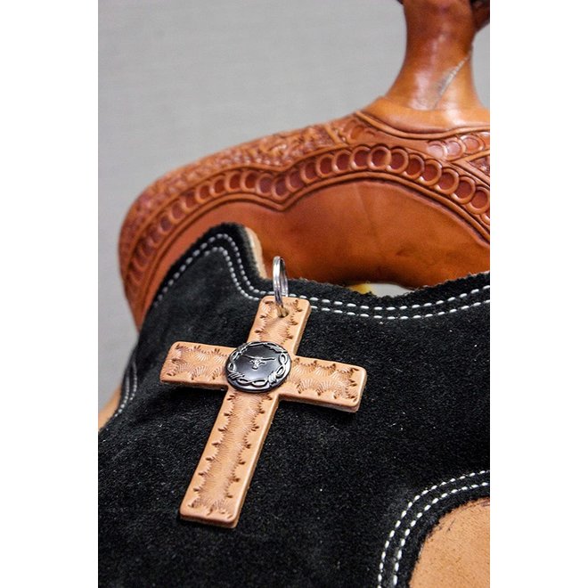4" Western Riding Barrel Horse Saddle Leather Cross Novelty Decor