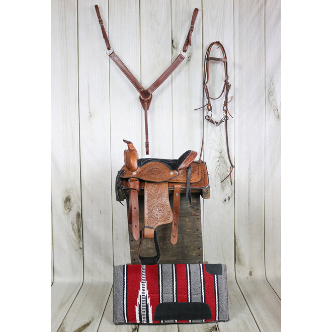 10" Brown Kids Saddle Pony Tack Set With Pad