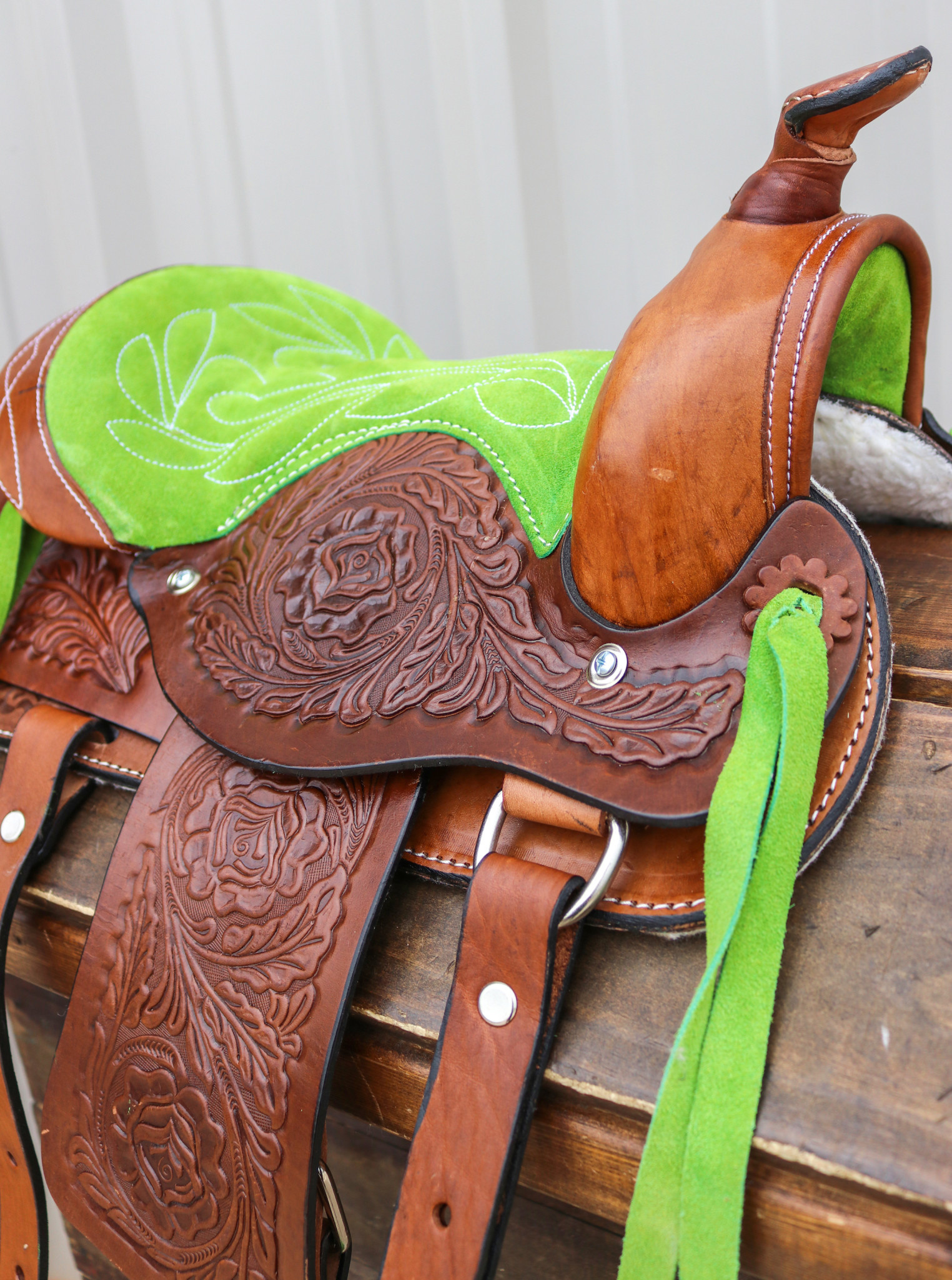 HORSE PONY SADDLE WESTERN TRAIL SHOW CORDURA YOUTH BROWN TEAL TACK 10 12 13 