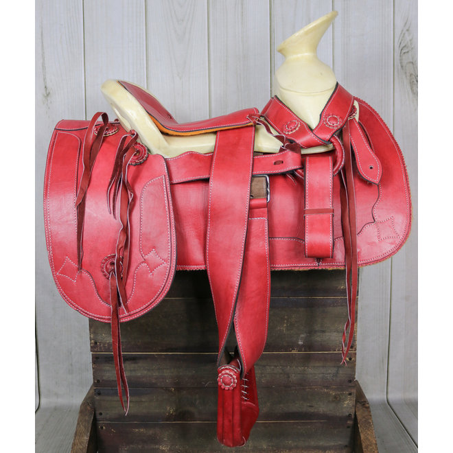 15.5" Red Charro Saddlebags Saddle Montura Silla Charra
