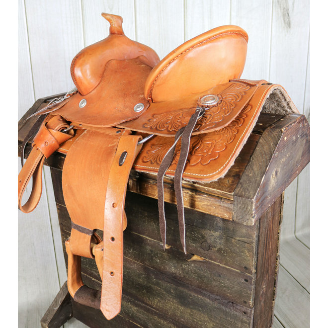 10" Floral Leather High Back Pony Western Saddle Saddle