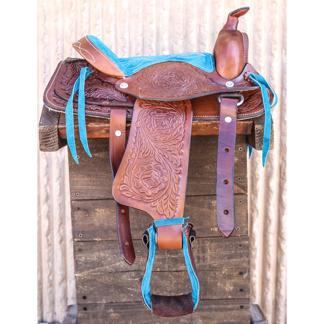 10" Pony Mini Horse Saddle Kids Pleasure Leather Western Saddle