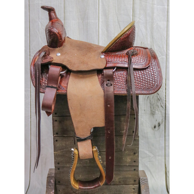 13" Tooled Leather High Back Pony Saddle Dark