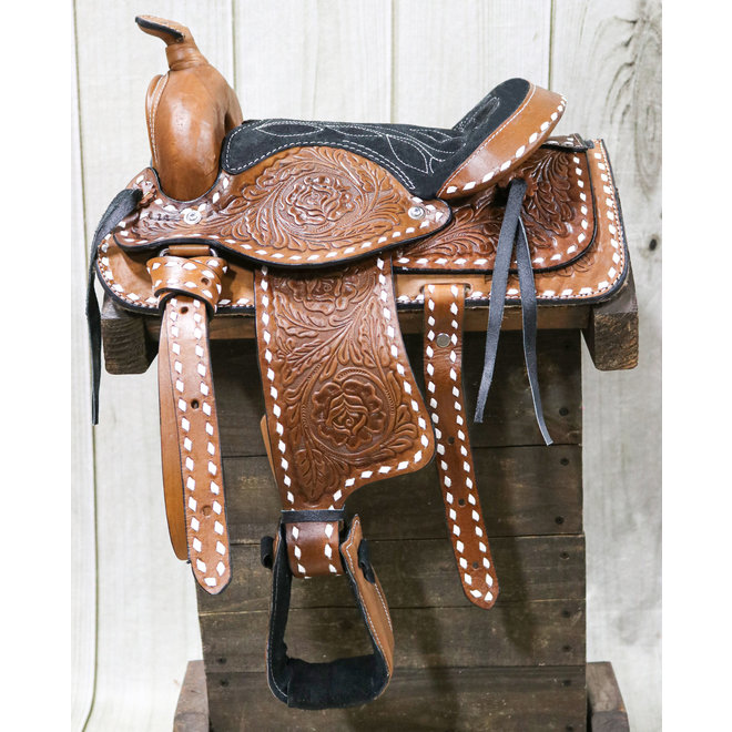 10" Pony Brown Western Buckstitch Rodeo Buckaroo  Cowboy Saddle
