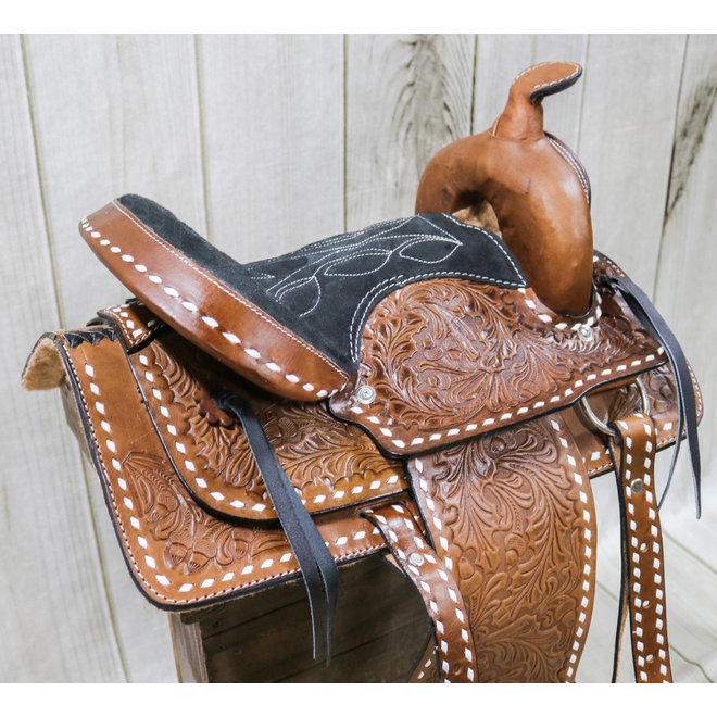 12" Pony Brown Western Buckstitch Rodeo Buckaroo  Cowboy Saddle