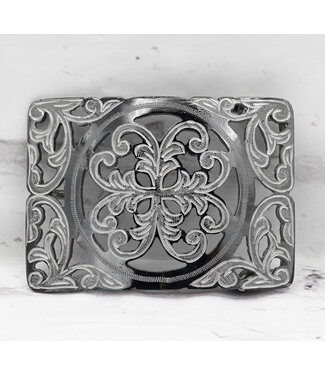 Western Antique Silver Floral Engraved Ornate Belt Buckle