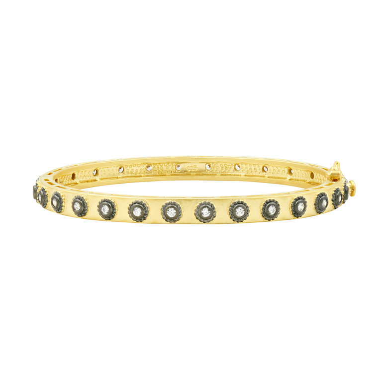 FREIDA ROTHMAN JEWELRY STUDDED ETERNITY HINGE BANGLE