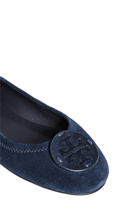 TORY BURCH SHOES MINNIE TRAVEL SUEDE BALLET