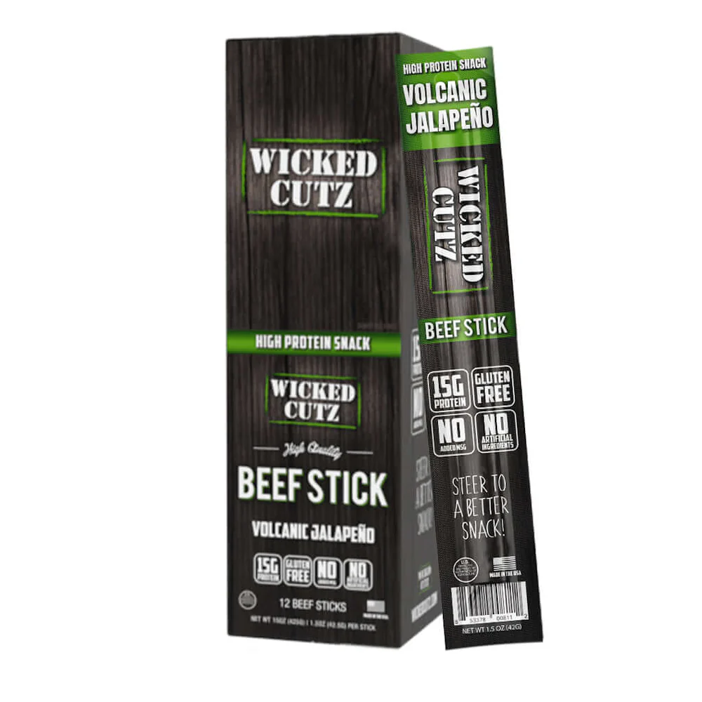 Wicked Cutz Beef Stick - Volcanic Jalapeno Wicked Cutz Beef Stick - Volcanic Jalapeno