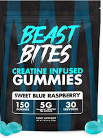 Beast Bites Creatine Infused Gummies Sweet Blue Raspberry (30 serving)