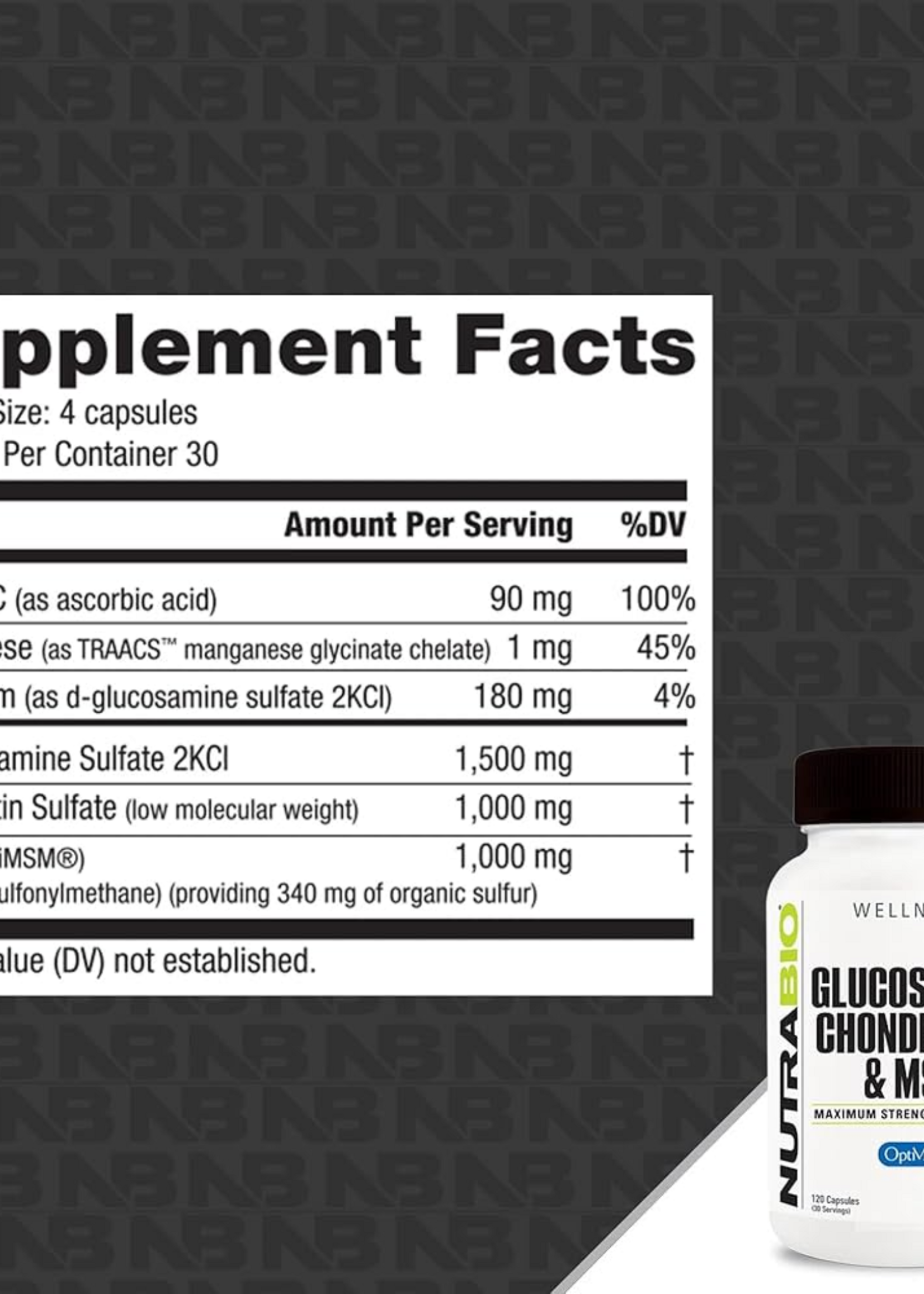 NutraBio NutraBio Glucosamine Chondroitin & MSM 120 Caps